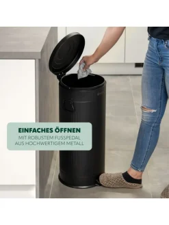 Abfalleimer VINTAGE, Treteimer, 30 Liter Fassungsvermögen aus schwarzem Metall
