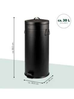 Abfalleimer VINTAGE, Treteimer, 30 Liter Fassungsvermögen aus schwarzem Metall