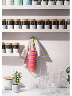 Abwaschschwamm ''Crazy Curls'' in Orange/ Rosa - (B)6 x (H)26 x (T)6 cm