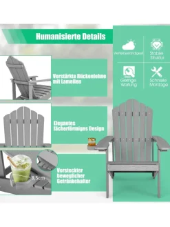 Adirondack Stuhl bis zu 170kg in Grau