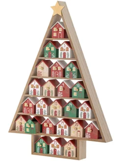 Adventskalender ''Calvin'' in Beige/ Rot/ Grün - (B)44 x (H)61,5 x (T)6 cm