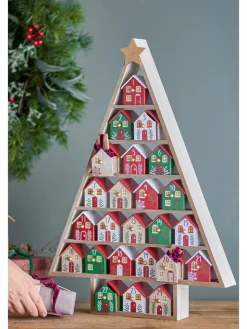 Adventskalender ''Calvin'' in Beige/ Rot/ Grün - (B)44 x (H)61,5 x (T)6 cm