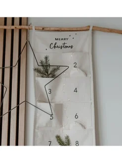 Adventskalender "Merry Christmas" in Weiß - (L)180 x (B)30 cm