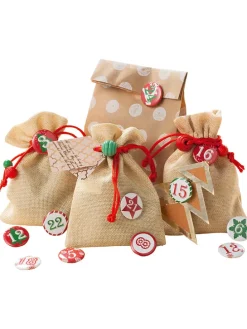 Adventskalender-Buttons in Rot/ Grün - 24 Stück