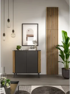 Akustikpaneel 3er Set (B/H/T: 40x80x2 cm) in anthrazit und Eiche Nachbildung