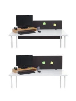 Akustik-Tischtrennwand G75, 60x140cm braun-grau