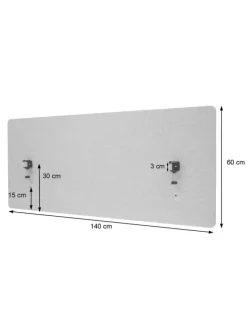 Akustik-Tischtrennwand G75, 60x140cm braun-grau