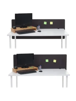 Akustik-Tischtrennwand G75, 60x160cm braun-grau