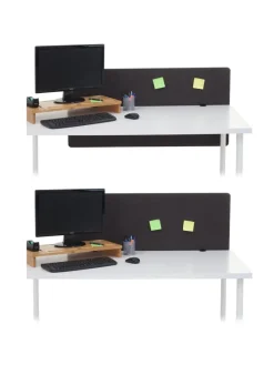 Akustik-Tischtrennwand G75, 60x120cm braun-grau