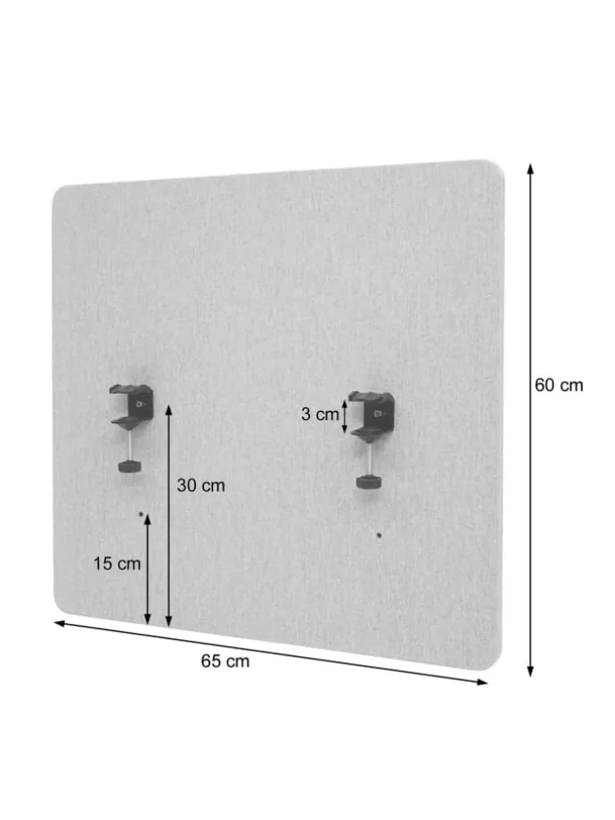 Akustik-Tischtrennwand G75, 60x65cm braun-grau