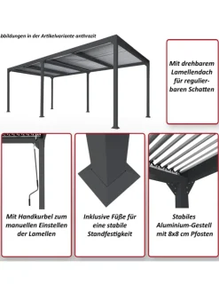 Alu Pergola L41, stabiles Gestell, Weiß