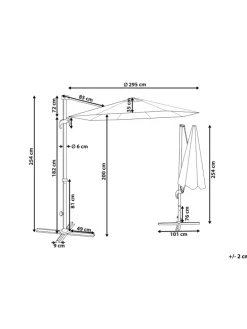 Ampelschirm SAVONA II in Grün/Schwarz - (W) 295 x (H) 254 x (L) 295 cm