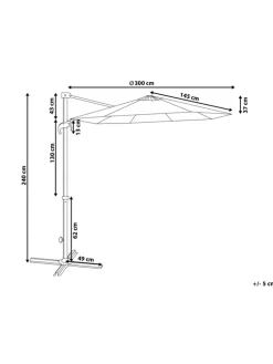 Ampelschirm SAVONA in Grau/Weiß - (W) 300 x (H) 240 x (L) 300 cm