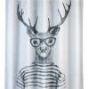 Anti-Schimmel-Duschvorhang "Mr. Deer" in Weiß/ Schwarz - (L)200 x (B)180 cm