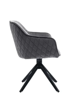 Armlehnstuhl modern 360° drehbar Samtbezug und Metallgestell in Grau