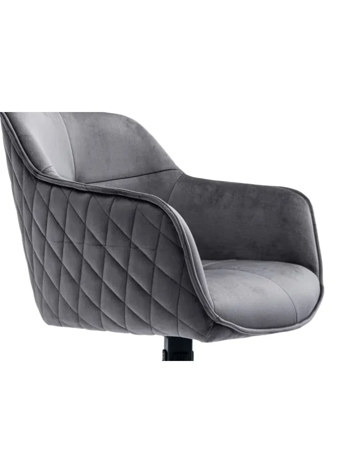 Armlehnstuhl modern 360° drehbar Samtbezug und Metallgestell in Grau