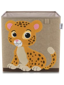 Aufbewahrungsbox "Leopard" in Beige/ Orange - (B)33 x (H)33 x (T)33 cm