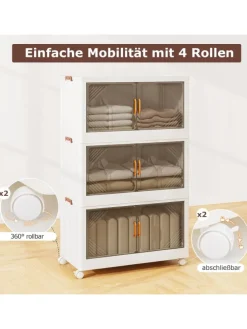 Aufbewahrungsbox mit Deckel 3 tlg. 65 cm breite in Weiß