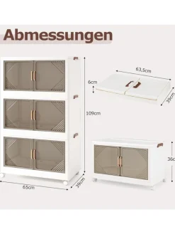 Aufbewahrungsbox mit Deckel 3 tlg. 65 cm breite in Weiß