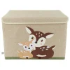 Aufbewahrungsbox mit Deckel "Rehe" in Beige - (B)51 x (H)36 x (T)36 cm