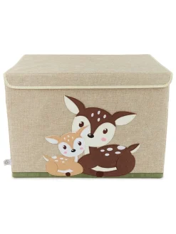 Aufbewahrungsbox mit Deckel "Rehe" in Beige - (B)51 x (H)36 x (T)36 cm