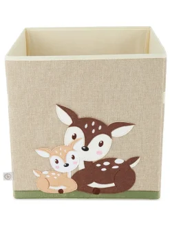 Aufbewahrungsbox "Rehe" in Beige - (B)33 x (H)33 x (T)33 cm