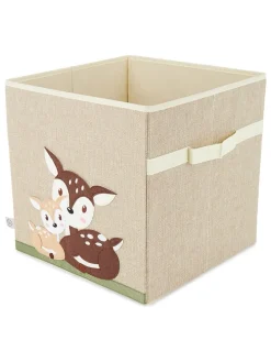 Aufbewahrungsbox "Rehe" in Beige - (B)33 x (H)33 x (T)33 cm