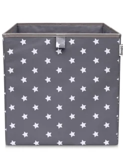 Aufbewahrungsbox "Sterne" in Anthrazit - (B)33 x (H)33 x (T)33 cm
