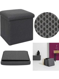 Aufbewahrungshocker "Atome" in Grau - (B)38 x (H)38 x (T)38 cm