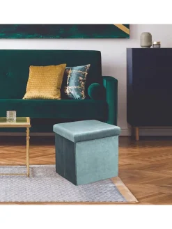 Aufbewahrungshocker "Giulia" in Petrol - (B)38 x (H)38 x (T)38 cm