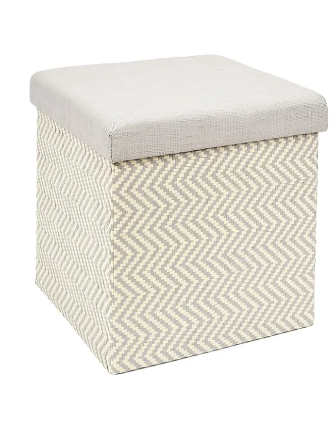 Aufbewahrungshocker in Beige/ Grau - (B)38 x (H)38 x (T)38 cm