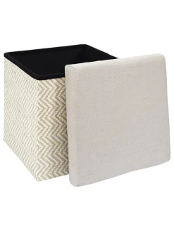 Aufbewahrungshocker in Beige/ Grau - (B)38 x (H)38 x (T)38 cm