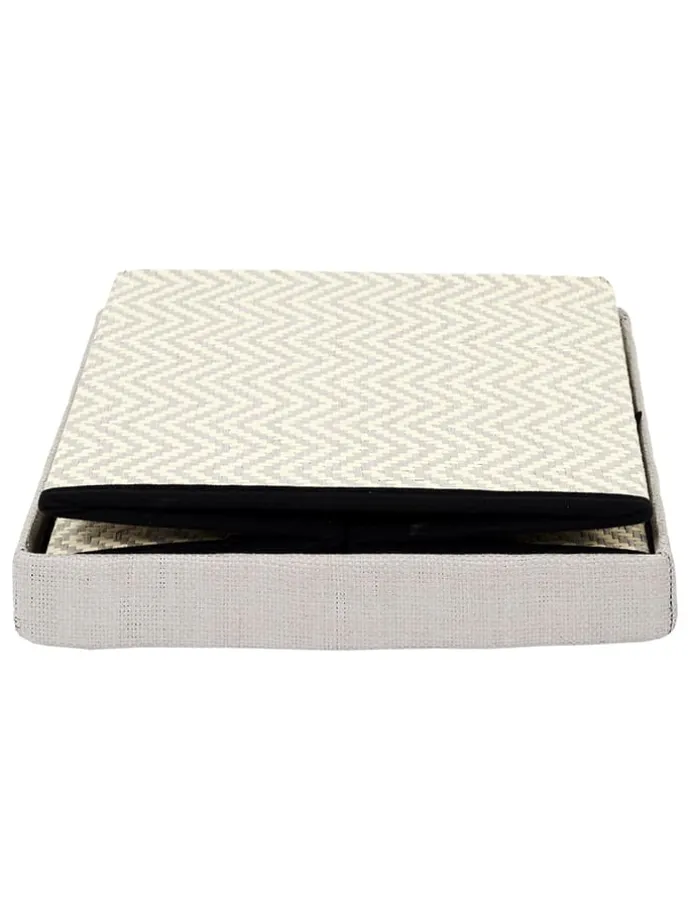 Aufbewahrungshocker in Beige/ Grau - (B)38 x (H)38 x (T)38 cm