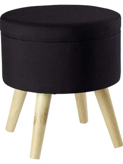 Aufbewahrungshocker "Max" in Schwarz - (H)36 x Ø 32,5 cm