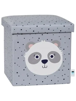 Aufbewahrungshocker "Panda" in Grau - (B)35 x (H)35 x (T)35 cm