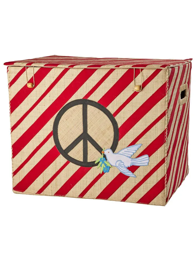 Aufbewahrungskiste in Rot/ Beige - (B)41 x (H)52 x (T)37 cm