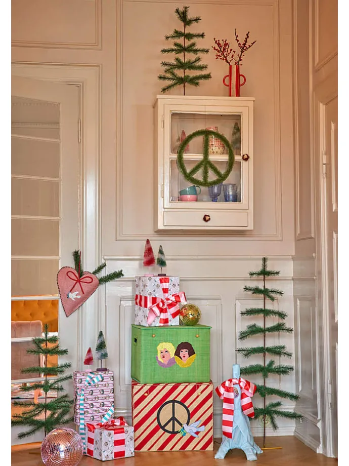 Aufbewahrungskiste in Rot/ Beige - (B)41 x (H)52 x (T)37 cm