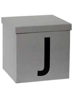 Aufbewahrungskiste "J" in Grau - (B)30 x (H)30 x (T)30 cm