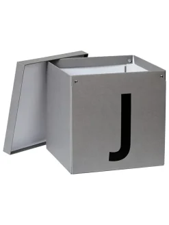 Aufbewahrungskiste "J" in Grau - (B)30 x (H)30 x (T)30 cm