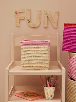 Aufbewahrungskorb in Creme/ Pink - (B)20 x (H)20 x (T)20 cm