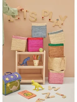 Aufbewahrungskorb in Creme/ Pink - (B)20 x (H)20 x (T)20 cm