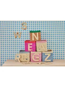 Aufbewahrungskorb in Creme/ Pink - (B)20 x (H)20 x (T)20 cm