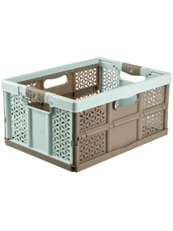 Aufbewahrungskorb in Hellbraun/ Hellblau - (B)48 x (H)34,5 x (T)23,5 cm