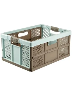 Aufbewahrungskorb in Hellbraun/ Hellblau - (B)48 x (H)34,5 x (T)23,5 cm