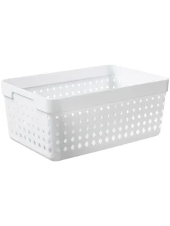 Aufbewahrungskorb in Weiß - (B)23,8 x (H)10 x (T)15,8 cm