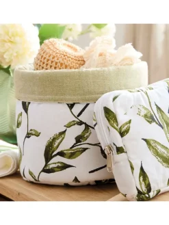 Aufbewahrungskorb in Weiß/ Grün - (H)21 x Ø 20 cm