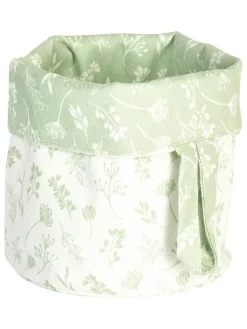 Aufbewahrungskorb "Tilda" in Grün/ Weiß - (H)17 x Ø 12 cm