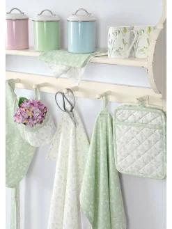 Aufbewahrungskorb "Tilda" in Grün/ Weiß - (H)17 x Ø 12 cm