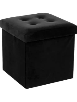 Aufbewahrungspouf in Schwarz - (B)38 x (H)38 x (T)38 cm