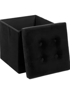 Aufbewahrungspouf in Schwarz - (B)38 x (H)38 x (T)38 cm